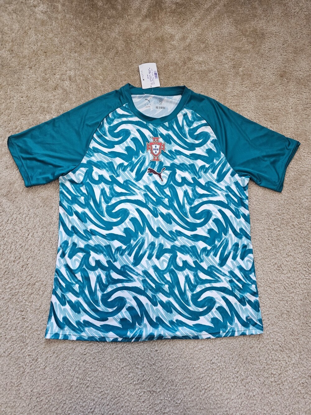 PUMA Portugal Soccer Jersey Mens XL RE:FIBRE FPF Teal White NWT
